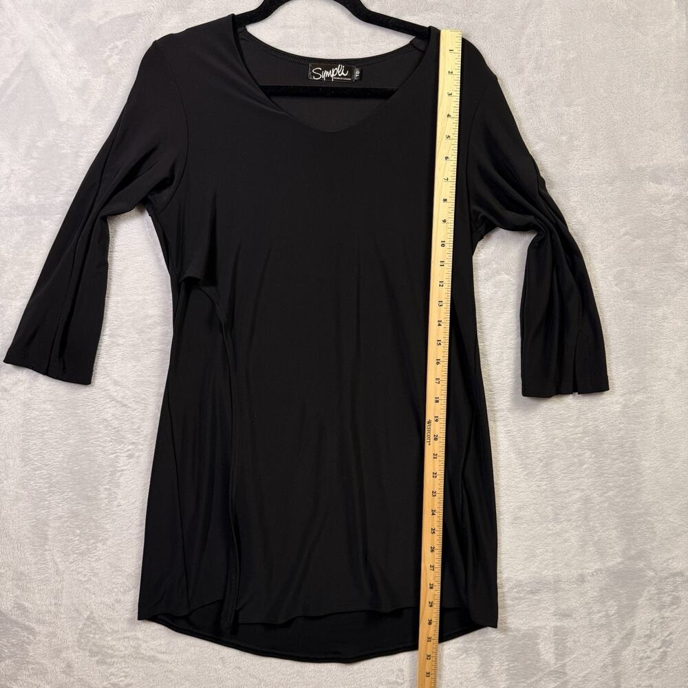Sympli Tunic Top Asymmetrical Women's 10 Black Stretch Quiet‎ Luxury Comfort - Picture 6 of 14